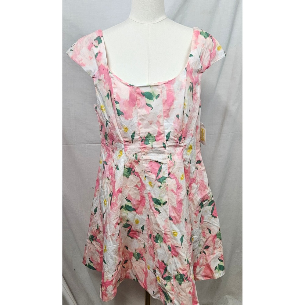 A‎ New Day Pink Floral Watercolor Fit and Flare Dress Size 10 Easter Spring